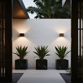 Magda Adjustable LED Outdoor Wall Light, Black Aluminum, Dual-Head