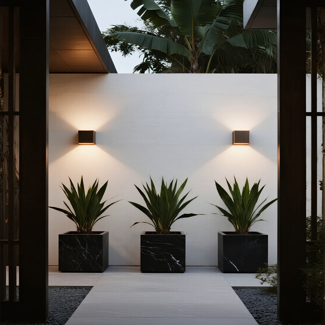 Magda Adjustable LED Outdoor Wall Light, Black Aluminum, Dual-Head