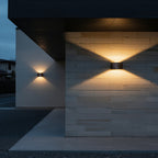 Magda Adjustable LED Outdoor Wall Light, Black Aluminum, Dual-Head