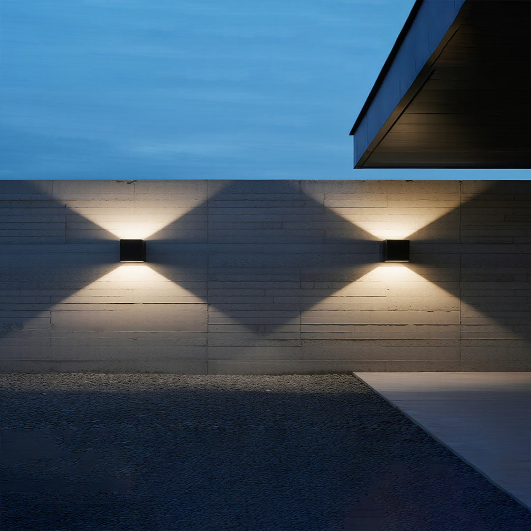 Magda Adjustable LED Outdoor Wall Light, Black Aluminum, Dual-Head