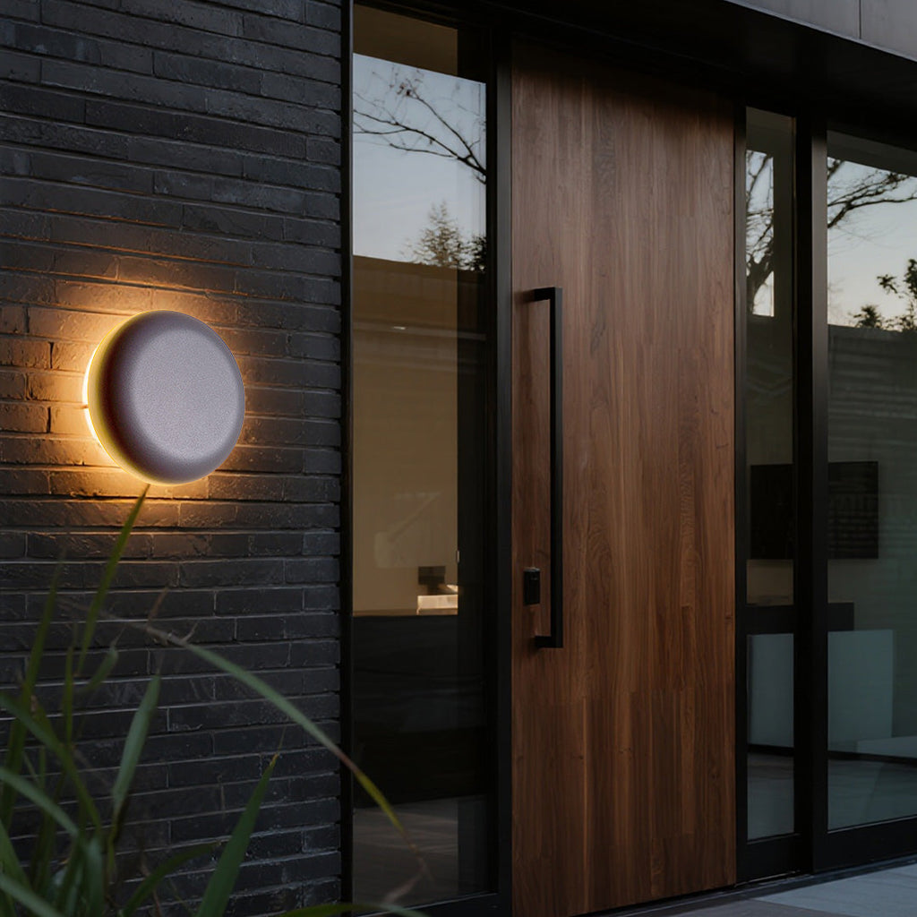 Luz de Parede Exterior em Alumínio Estrela, Arandela Geométrica Redonda ou Quadrada