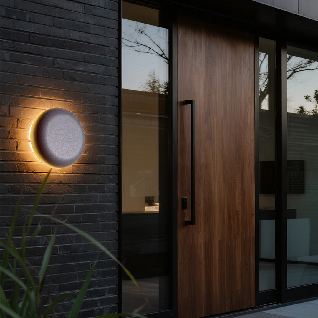 Luz de Parede Exterior em Alumínio Estrela, Arandela Geométrica Redonda ou Quadrada