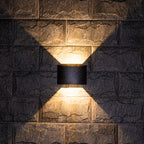 Magda Adjustable LED Outdoor Wall Light, Black Aluminum, Dual-Head