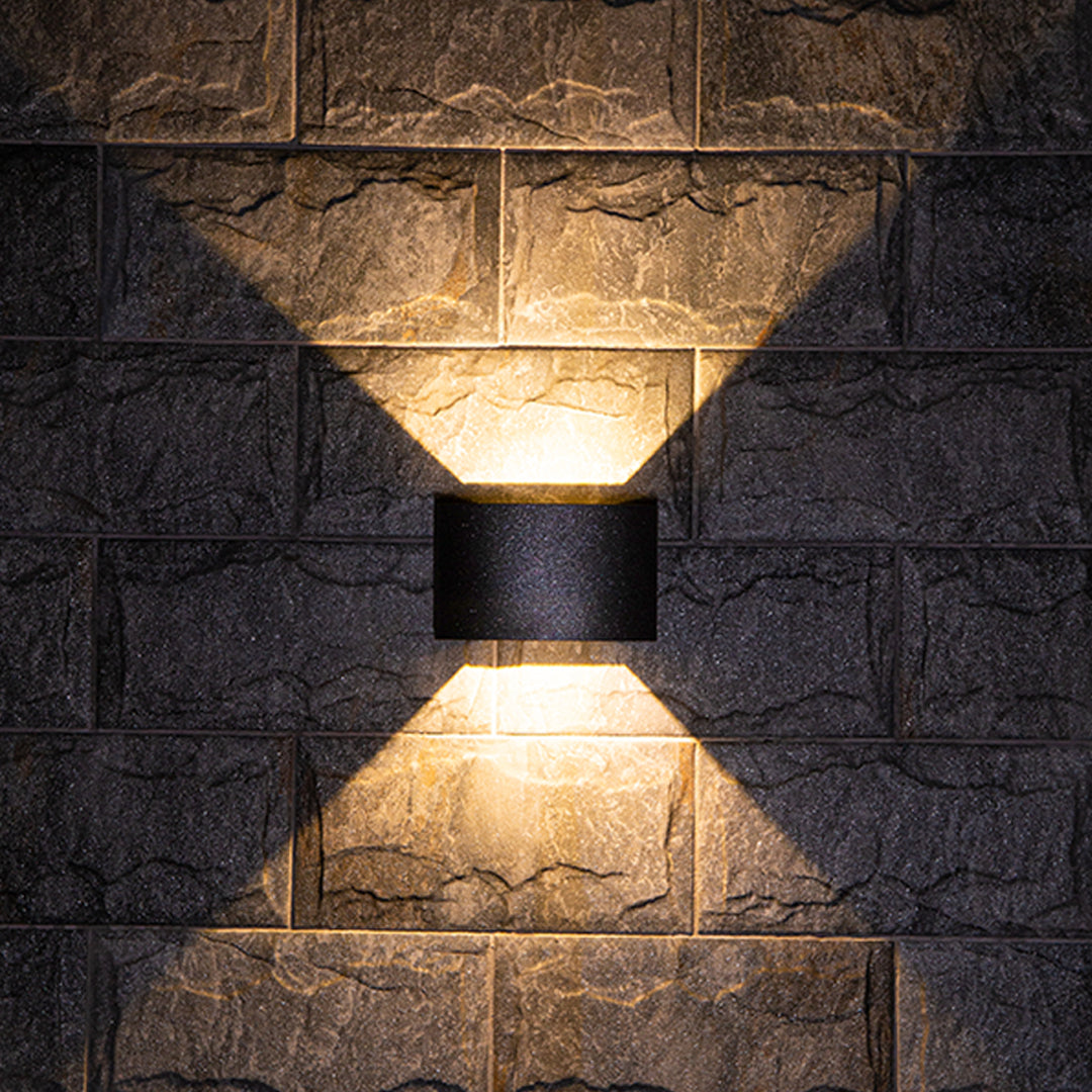 Magda Adjustable LED Outdoor Wall Light, Black Aluminum, Dual-Head