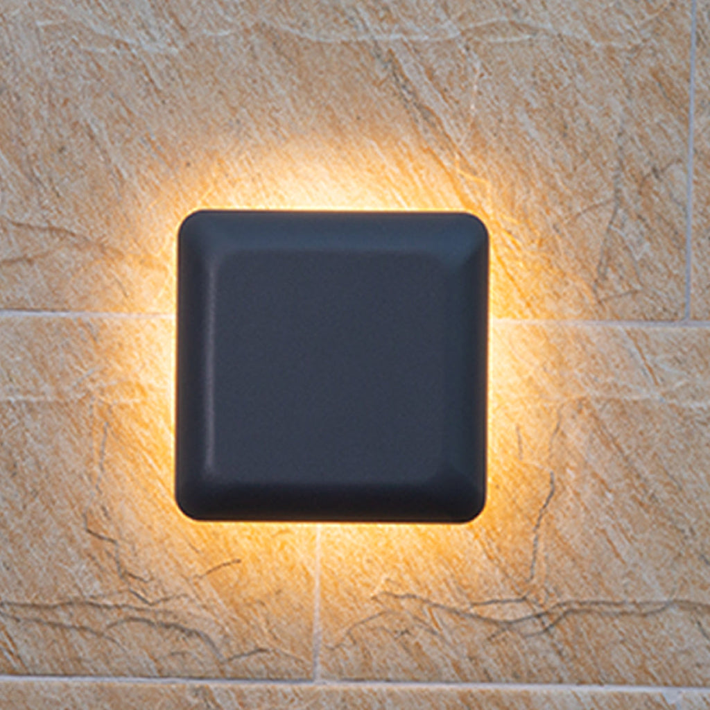 Luz de Parede Exterior em Alumínio Estrela, Arandela Geométrica Redonda ou Quadrada