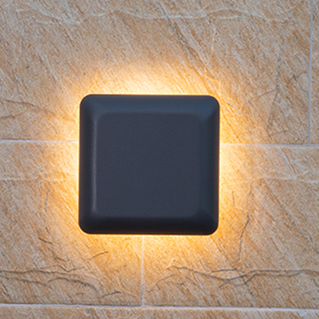 Luz de Parede Exterior em Alumínio Estrela, Arandela Geométrica Redonda ou Quadrada