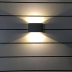 Magda Adjustable LED Outdoor Wall Light, Black Aluminum, Dual-Head