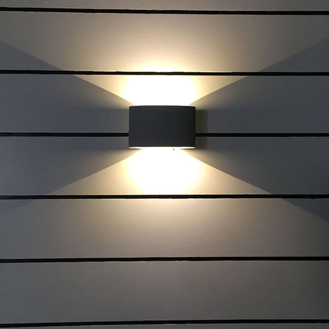 Magda Adjustable LED Outdoor Wall Light, Black Aluminum, Dual-Head
