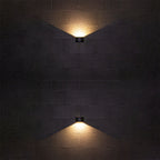 Magda Adjustable LED Outdoor Wall Light, Black Aluminum, Dual-Head