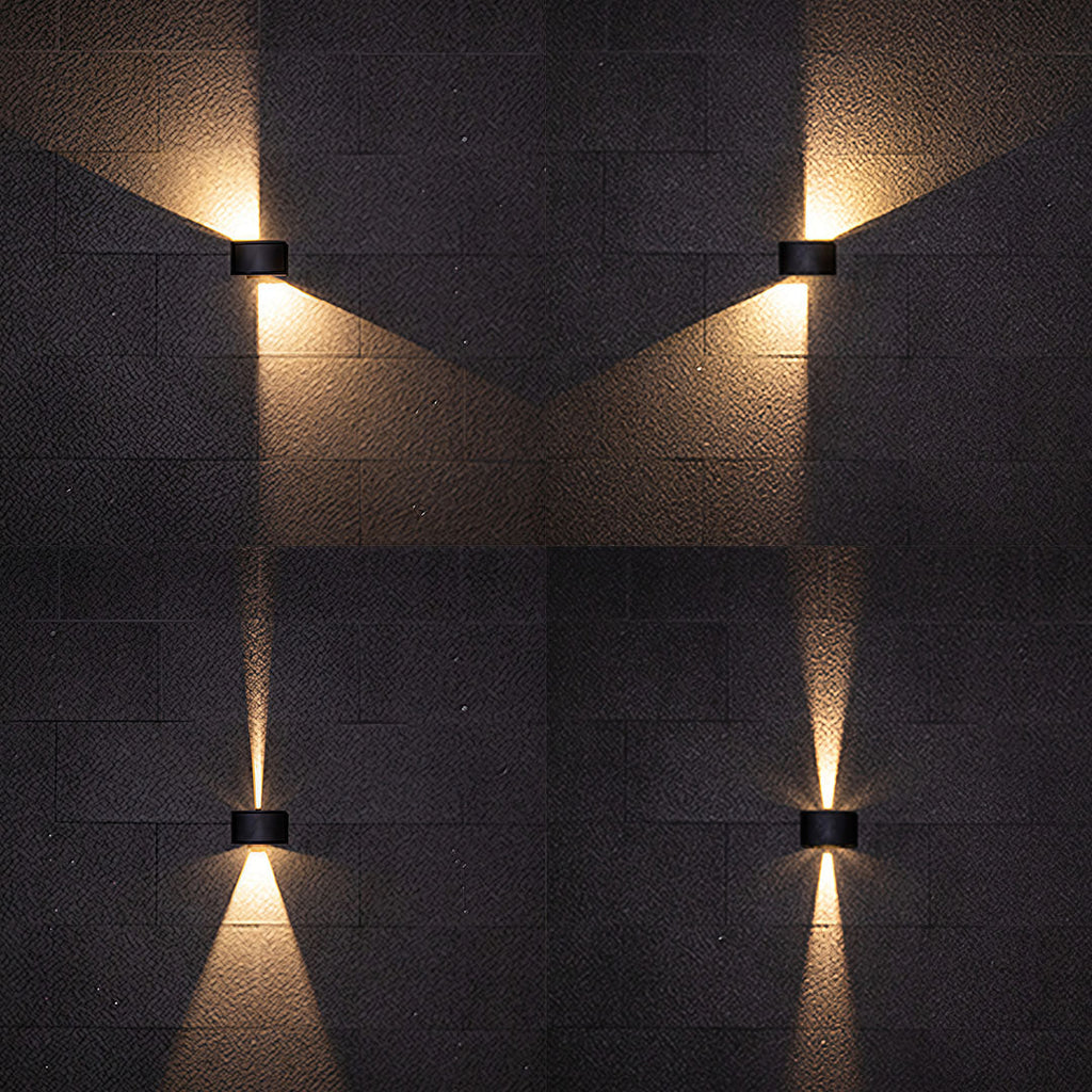 Magda Adjustable LED Outdoor Wall Light, Black Aluminum, Dual-Head