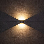 Magda Adjustable LED Outdoor Wall Light, Black Aluminum, Dual-Head