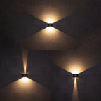 Magda Adjustable LED Outdoor Wall Light, Black Aluminum, Dual-Head