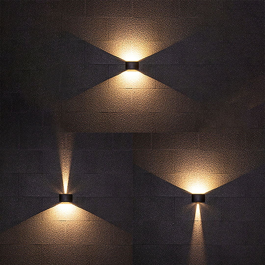 Magda Adjustable LED Outdoor Wall Light, Black Aluminum, Dual-Head