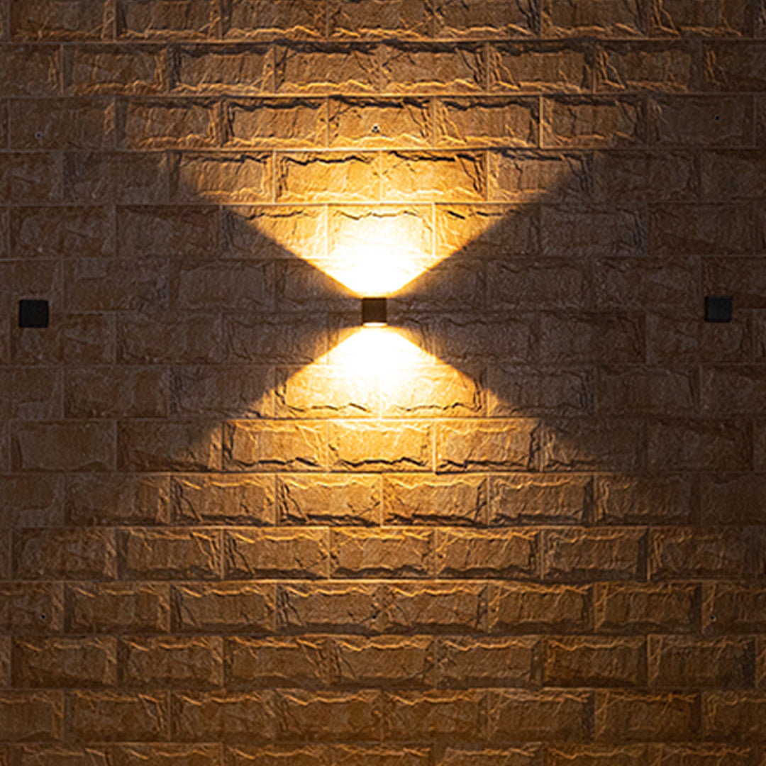 Applique murale extérieure en aluminium moulé sous pression, finition gris sable, lumière LED chaude  