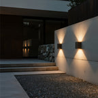 Applique murale extérieure en aluminium moulé sous pression, finition gris sable, lumière LED chaude  