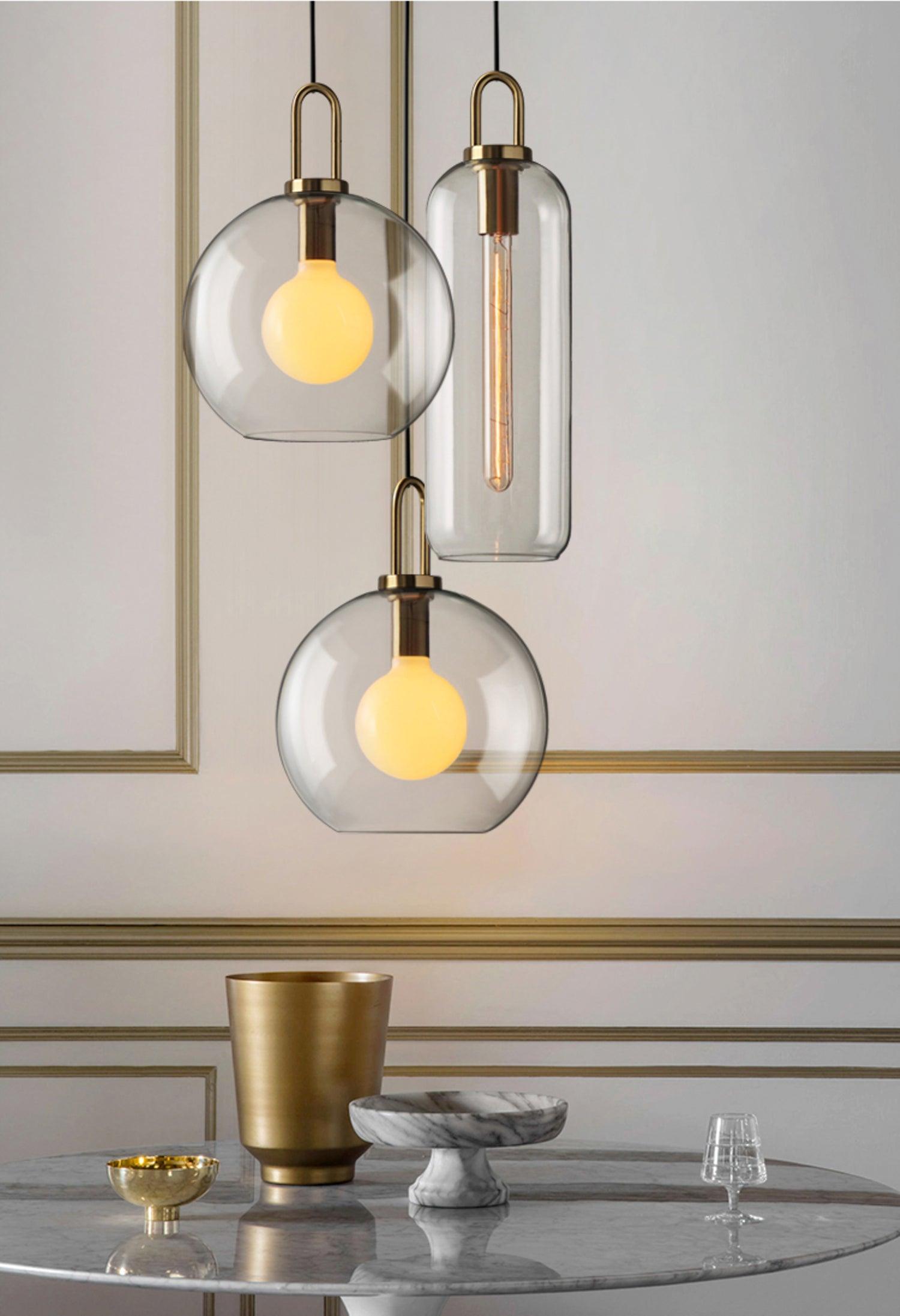 Pendant Light, Copper-Plated Glass Shade, E26/E27, Hardwired