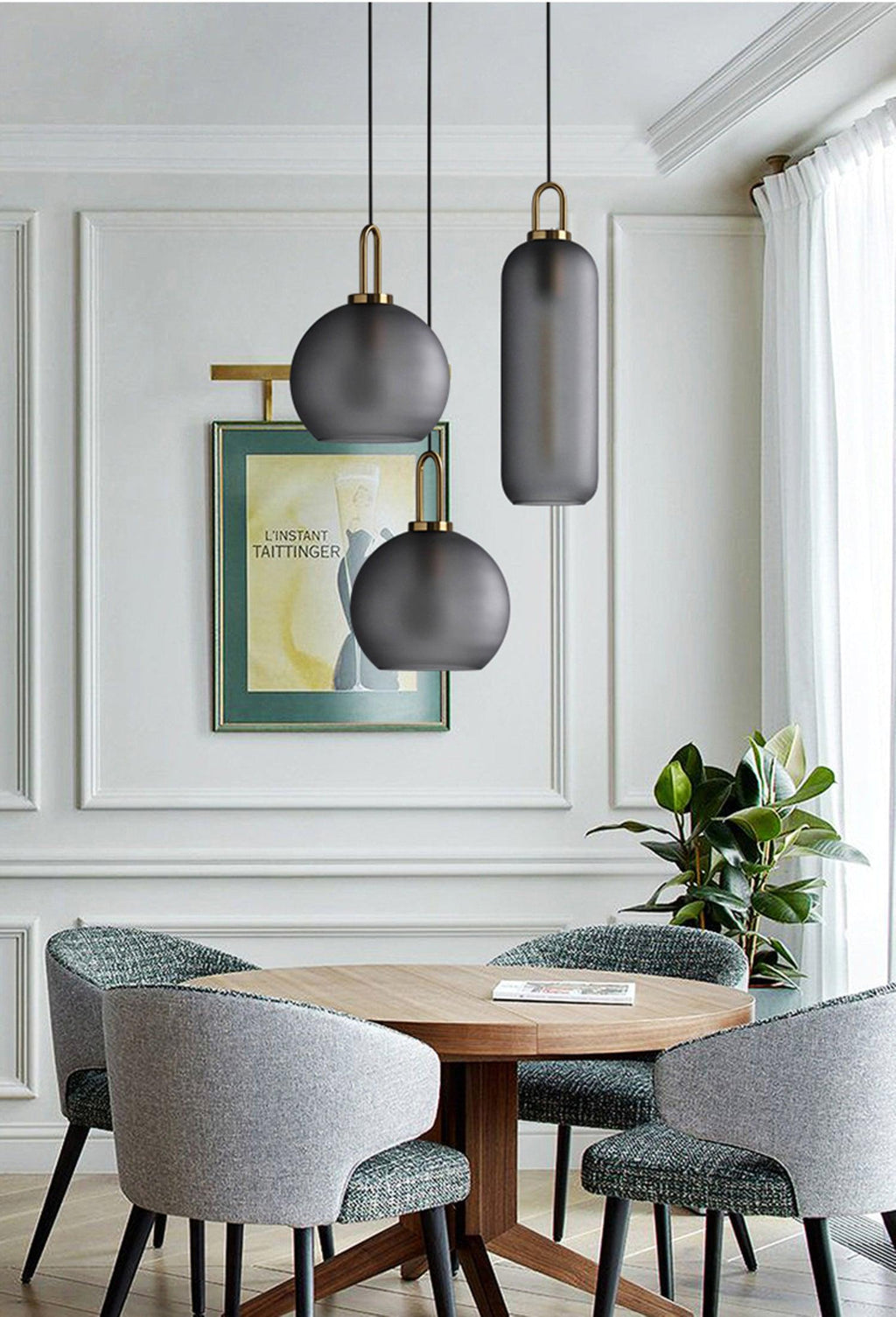 Pendant Light, Copper-Plated Glass Shade, E26/E27, Hardwired