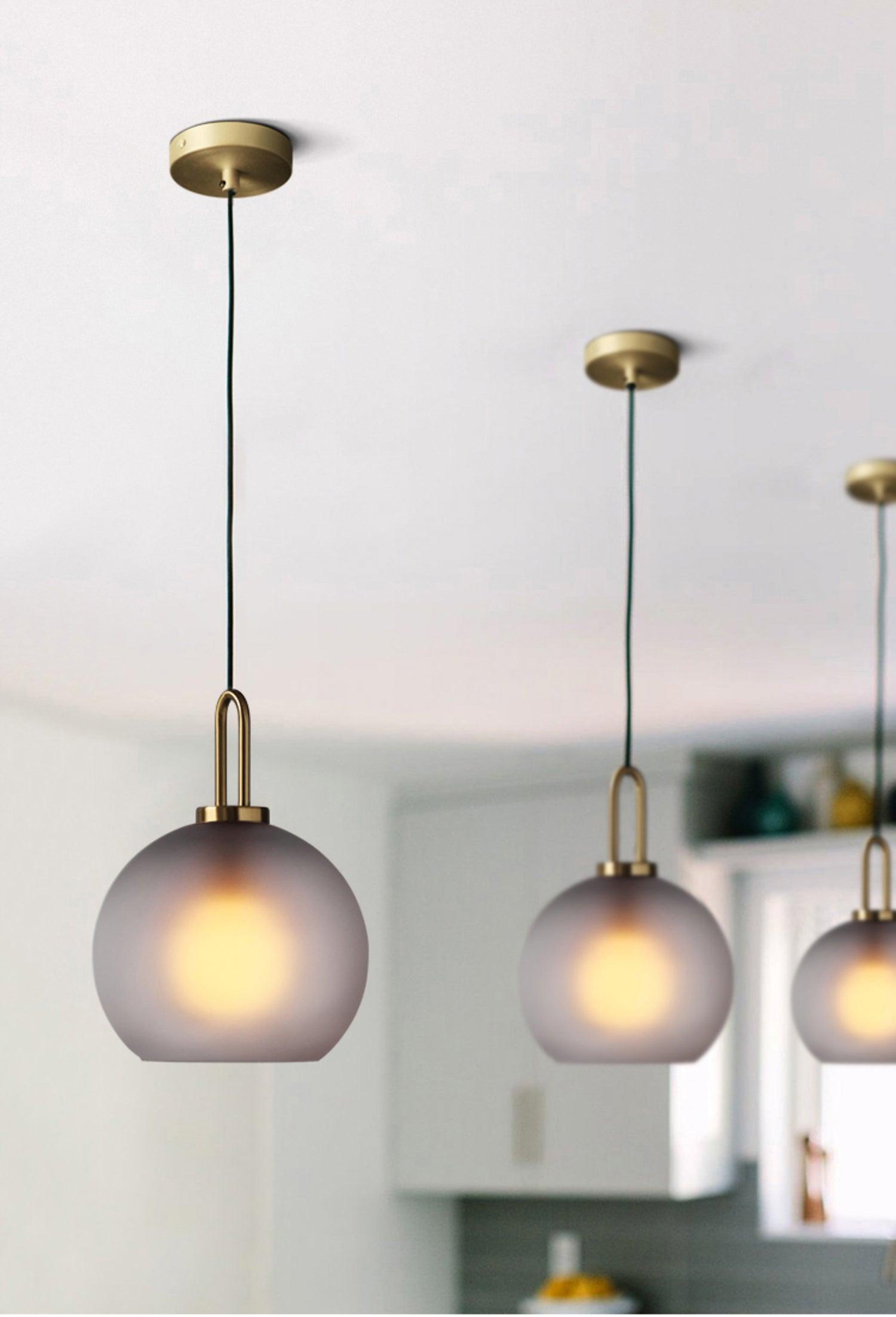 Pendant Light, Copper-Plated Glass Shade, E26/E27, Hardwired