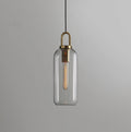 Clear glass sphere pendant light with copper-plated body, 13 cm