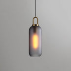 Frosted smoke-gray glass pendant light with copper accent, 13 cm