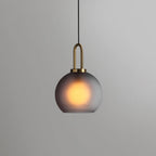 Frosted smoke-gray glass pendant light diffusing soft light, 20 cm