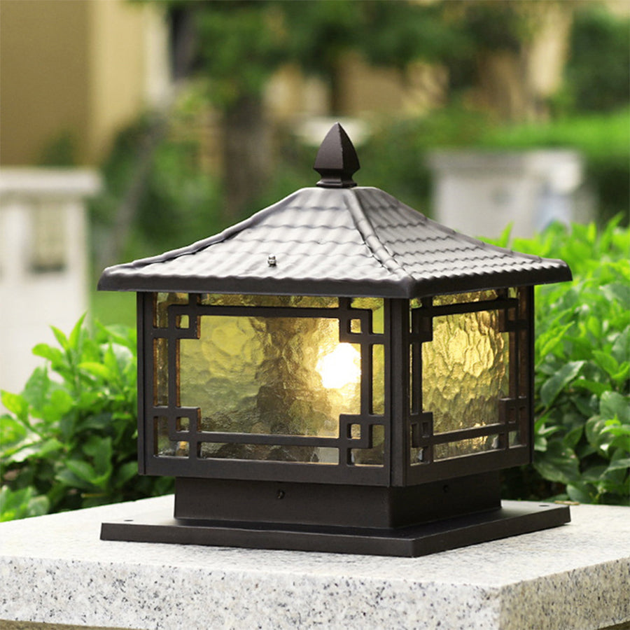 Nydia European Pillar Light, Coffee-Gold Aluminum Garden Lamp