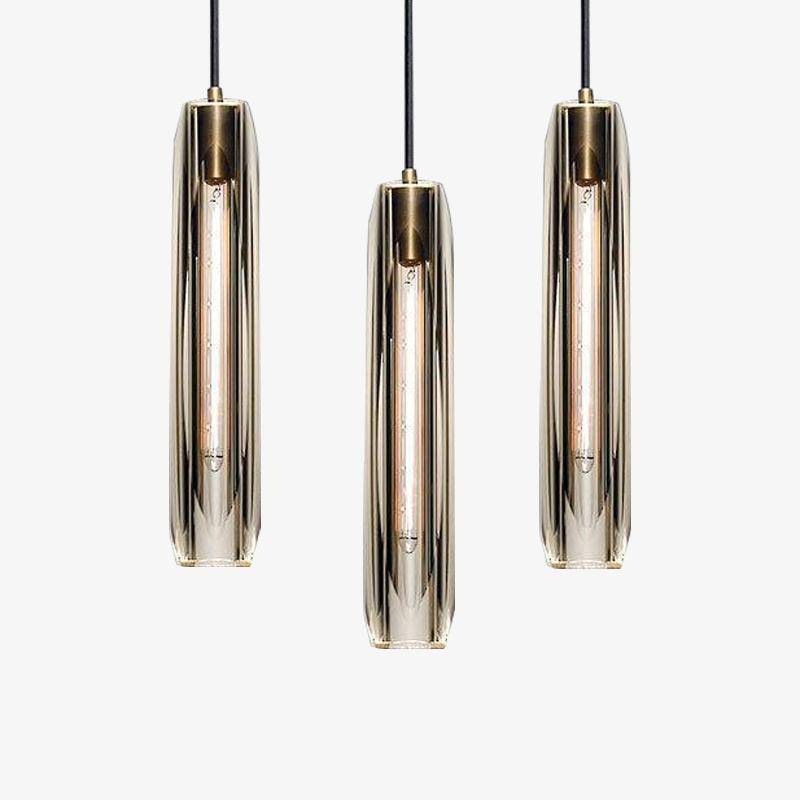 Candeeiro de Teto Pequeno com Pendente de Vidro e Estrutura em Latão, Pronto para LED