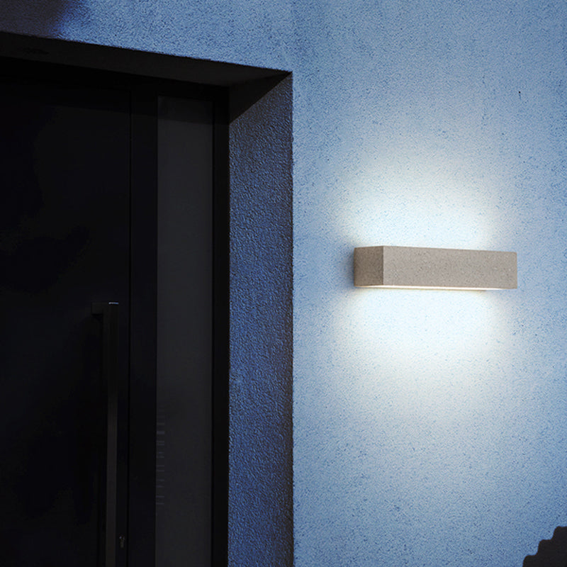 Applique murale extérieure en ciment avec lumière LED chaude, style Arisha