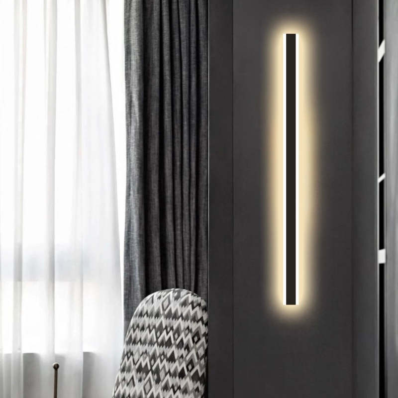 Linear Acrylic Wall Lamp for Outdoor Use, Matte Black and White