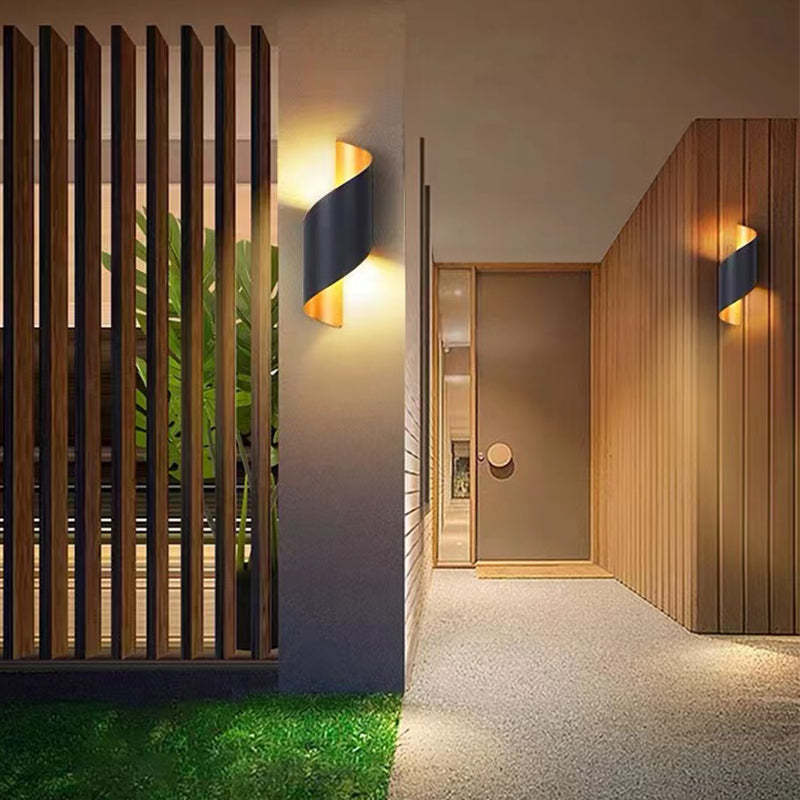 Travin Spiral Conch-Shaped Outdoor Wall Lamp, Black, White, or Gold