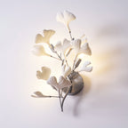 Ginkgo leaf wall lamp with layered porcelain leaves