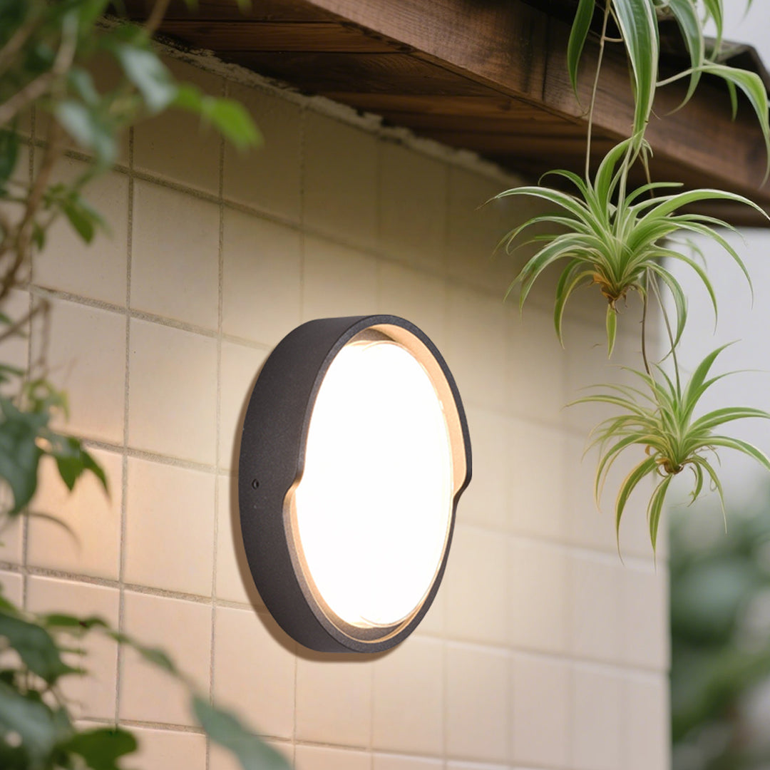 Applique murale Greory ronde ou ovale, LED minimaliste pour espaces extérieurs  
