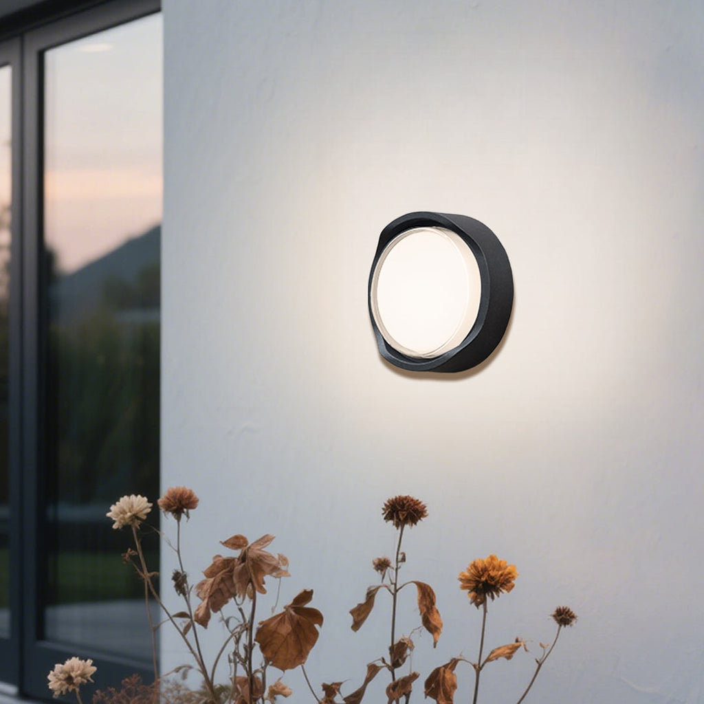 Applique murale Greory ronde ou ovale, LED minimaliste pour espaces extérieurs  
