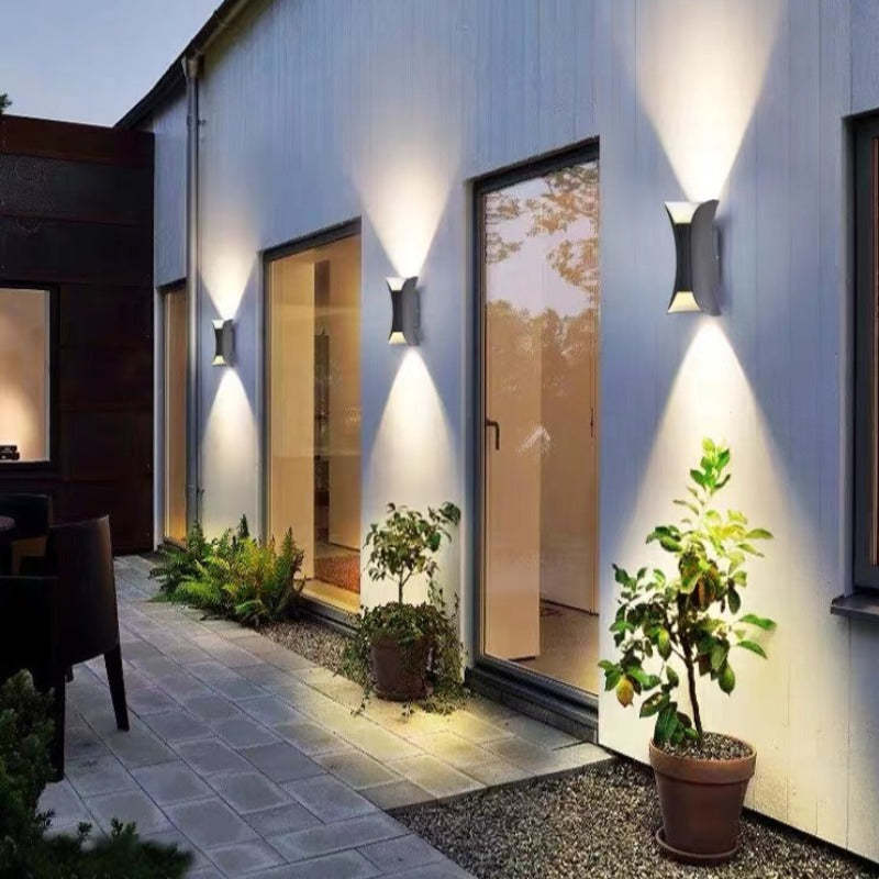Curved Metal Outdoor Wall-Mounted LED Light Fixture