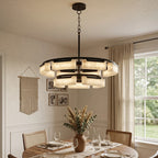 To-lags ringlysekrone til spisebord, alabast, 85 cm