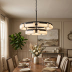 To-lags ringlysekrone til spisebord, alabast, 85 cm
