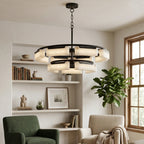 To-lags ringlysekrone til spisebord, alabast, 85 cm