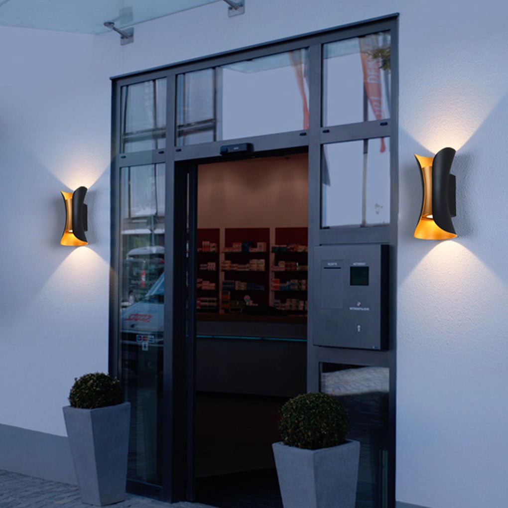 Applique murale extérieure Sunshine en aluminium et verre, lumière LED haut-bas
