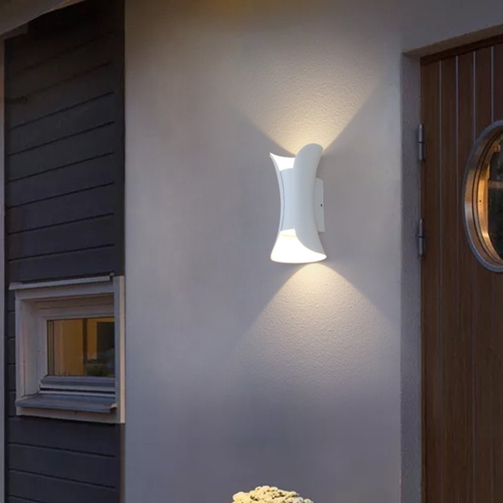 Applique murale extérieure Sunshine en aluminium et verre, lumière LED haut-bas