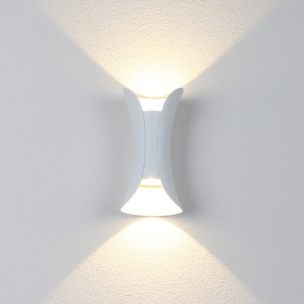 Applique murale extérieure Sunshine en aluminium et verre, lumière LED haut-bas