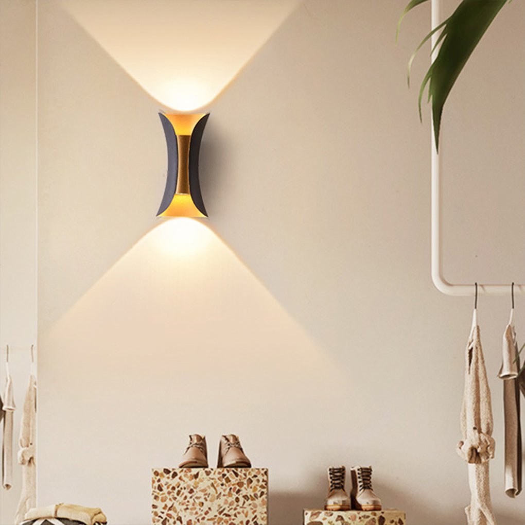 Applique murale extérieure Sunshine en aluminium et verre, lumière LED haut-bas