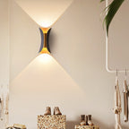 Applique murale extérieure Sunshine en aluminium et verre, lumière LED haut-bas