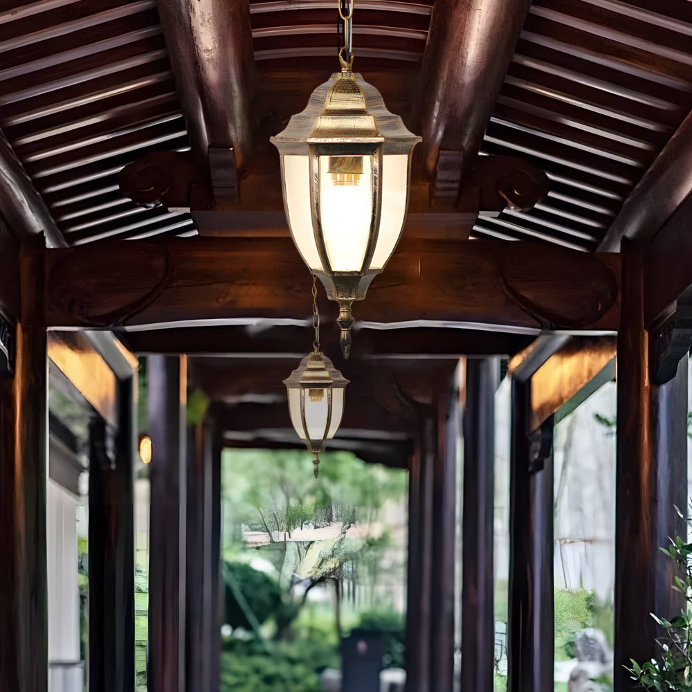 Saantha Antique European Outdoor Chandelier, Cast Aluminum & Glass