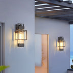 Vintage Wrought Iron Outdoor Wall Sconce, Black Matte, Warm LED Glow