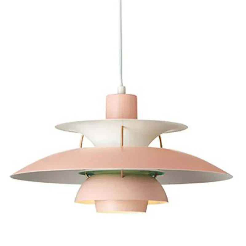 Multicolor Pendant Light With LED Glow, Tiered-Shade Retro Ceiling Lamp