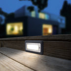 Recessed Aluminum Step Light With Stainless Steel Cover, Warm LED Glow