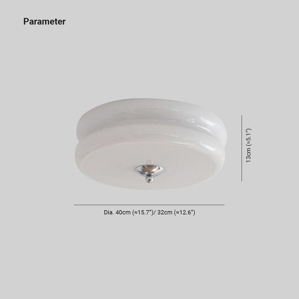 Dimension drawing for the Clérachic two-tier flush mount ceiling light, Dia. 40cm (≈15.7″) / 32cm (≈12.6″) wide and 13cm (≈5.1″) high.