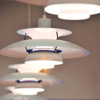 Multicolor Pendant Light With LED Glow, Tiered-Shade Retro Ceiling Lamp