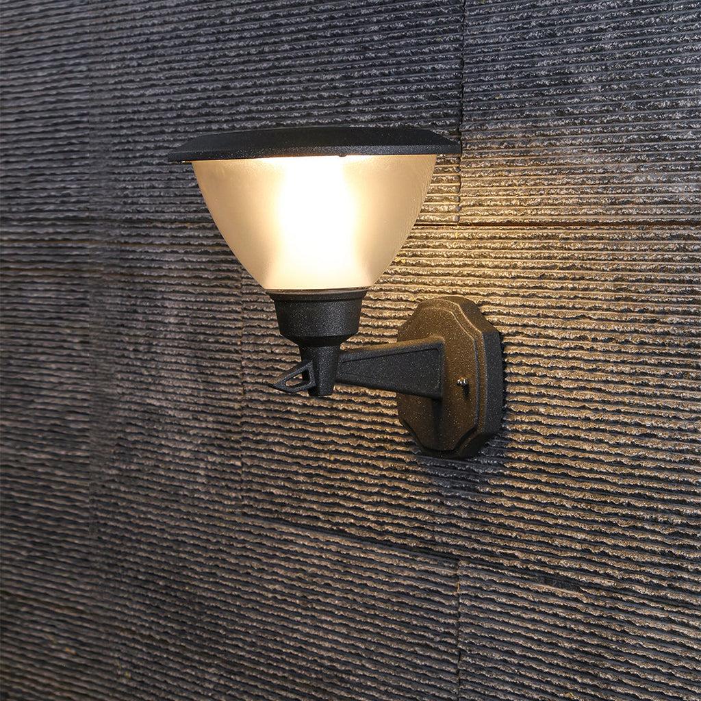 Aluminum Outdoor Wall Sconce With Cone Shade, Briana Minimalist Light