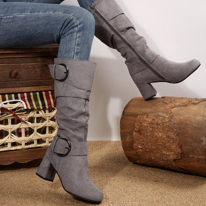 Bottes mi-mollet à talon épais